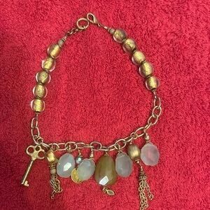 Gold and Brown Charm Necklace